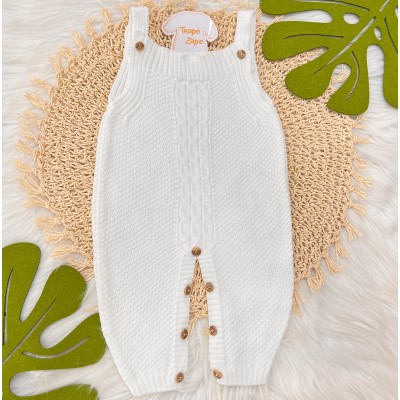 Jardineira de linha pipoca branca